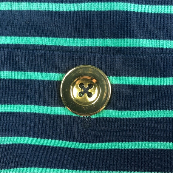 Sail to Sable navy & green striped nautical dress gold button details size m - Picture 5 of 5